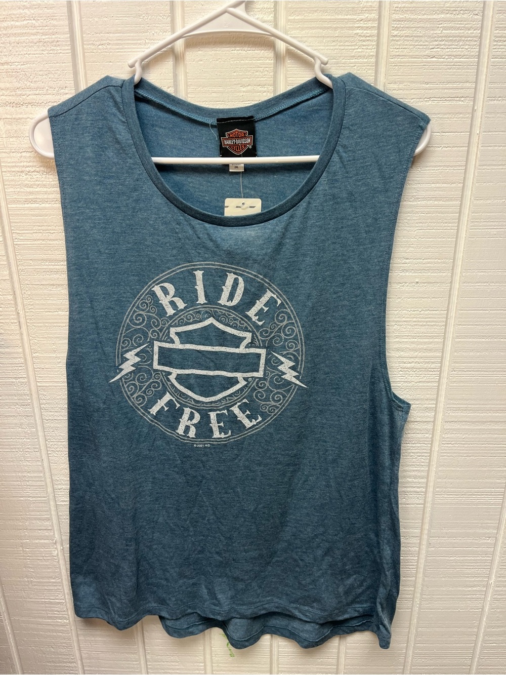 NWT Harley-Davidson Women’s XXL Blue Tank Top Rock N Roll City Cleveland Ohio